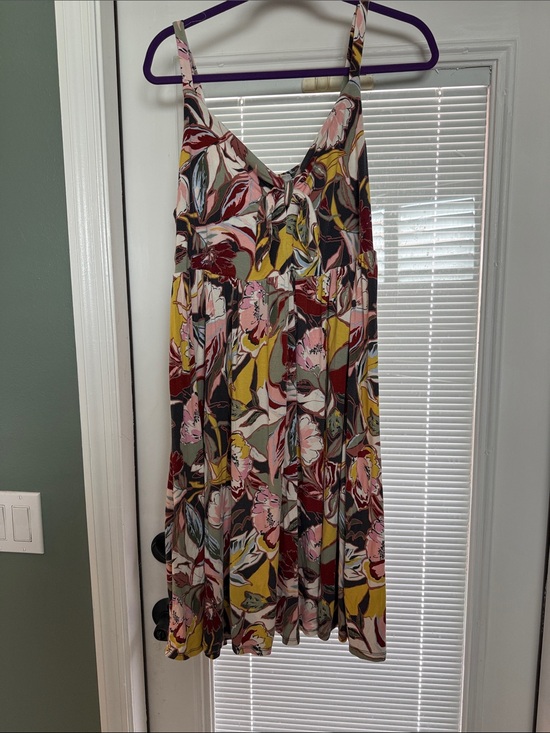 Torrid Curve Dresses & Skirts - Sleeveless Floral Midi Dress in Pink and Yellow